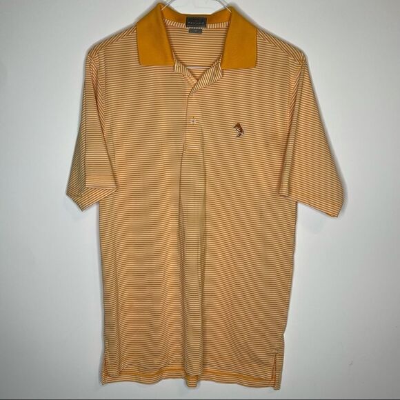 Medium Fennec Orange and White Striped Golf Polo - Picture 5 of 6